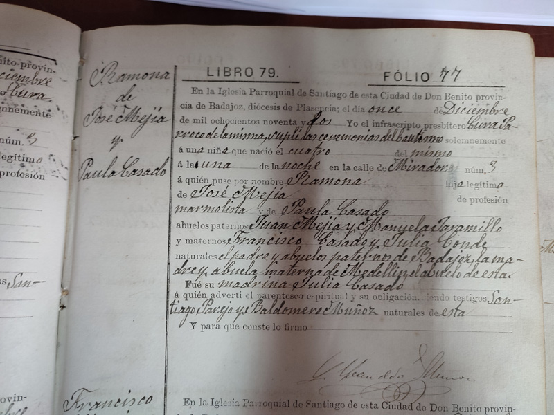 Partida bautismo Ramona Mejías